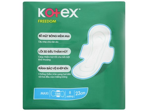 Lốc 8 gói băng vệ sinh Kotex Freedom có cánh 8 miếng