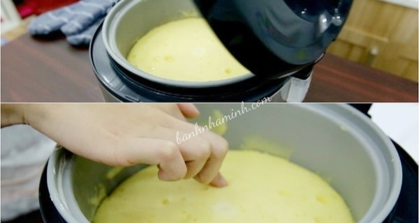 Hướng dẫn làm bánh bông lan trứng muối bằng nồi cơm điện