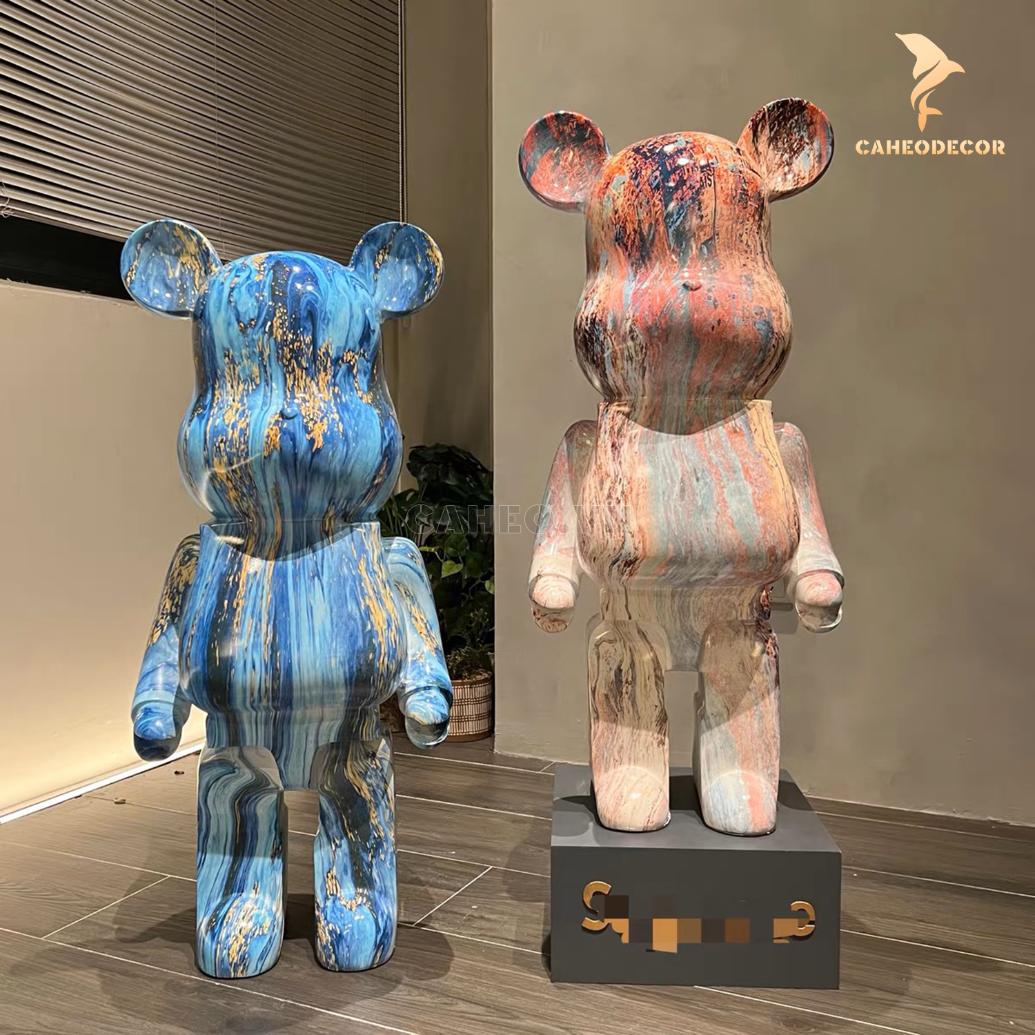 Tượng Mô Hình Gấu Bearbrick Mạ Điện 80cm  Cá Heo Decor