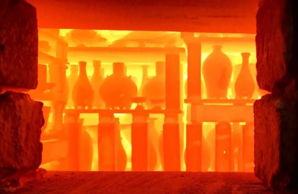 The Atlantic planter is fired at around 1,300°C (2,372°F)