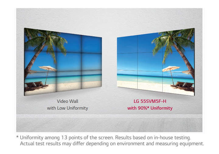 Màn hình ghép LG 55SVM5F hiển thị màu sắc đồng nhất