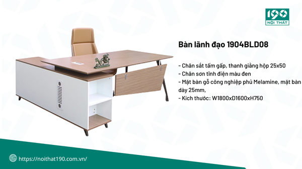 Bàn giám đốc chân sắt 1904BLD08