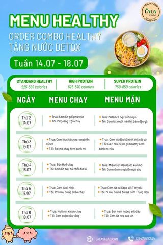 MÙA HÈ EO THON DÁNG GỌN CÙNG MENU LALA TUẦN 14.07 - 18.07