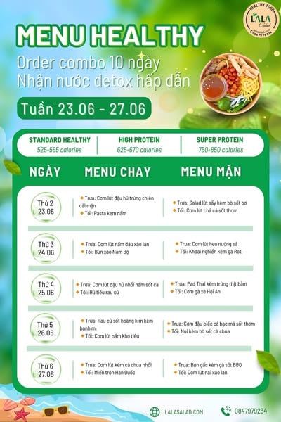 [𝐌𝐄𝐍𝐔 𝟐𝟑.𝟎𝟔 - 𝟐𝟕.𝟎𝟔] Order combo 10 ngày - Nhận nước detox hấp dẫn