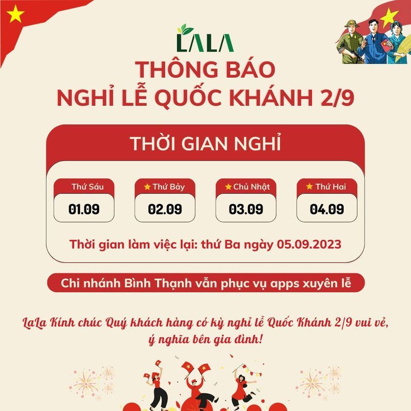 THÔNG BÁO NGHỈ LỄ 2/9