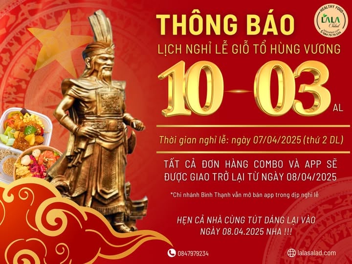 THÔNG BÁO NGHỈ LỄ GIỖ TỔ HÙNG VƯƠNG