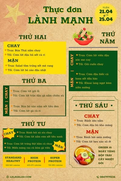 { MENU 21.04 - 25.04 } Tuần này, Lala Salad xin trân trọng ra mắt thực đơn cải tiến mới,