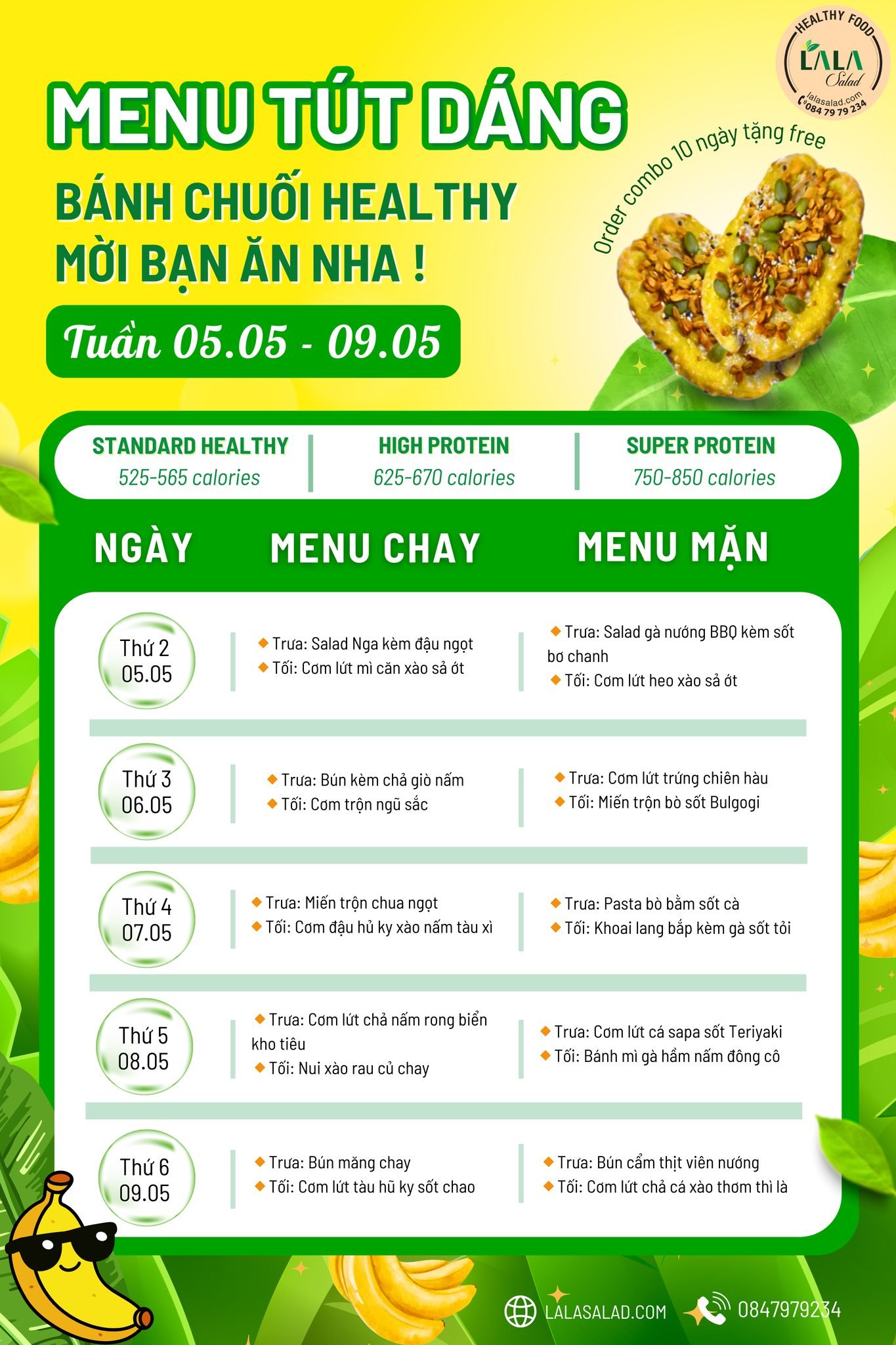 Menu Tuần 05.05 - 09.05 cùng Bánh Chuối Phủ Hạt Thái Lan