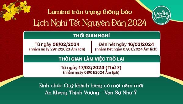 Lamimi Thông Báo Lịch Nghỉ Dịp Tết Giáp Thìn 2024