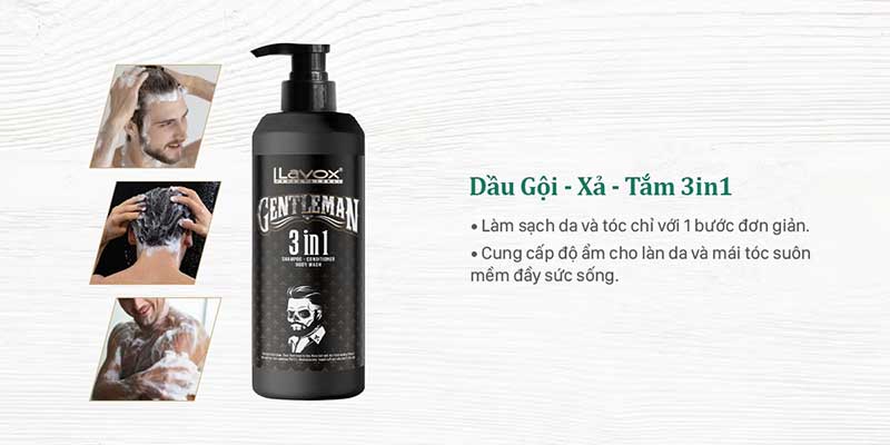 Gội - Xả - Tắm 3in1 và Gel Tạo Kiểu Tóc Lavox Gentleman