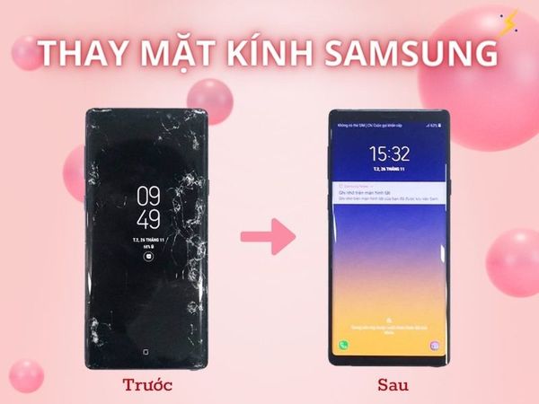 trước và sau thay mặt kính samsung chính hãng