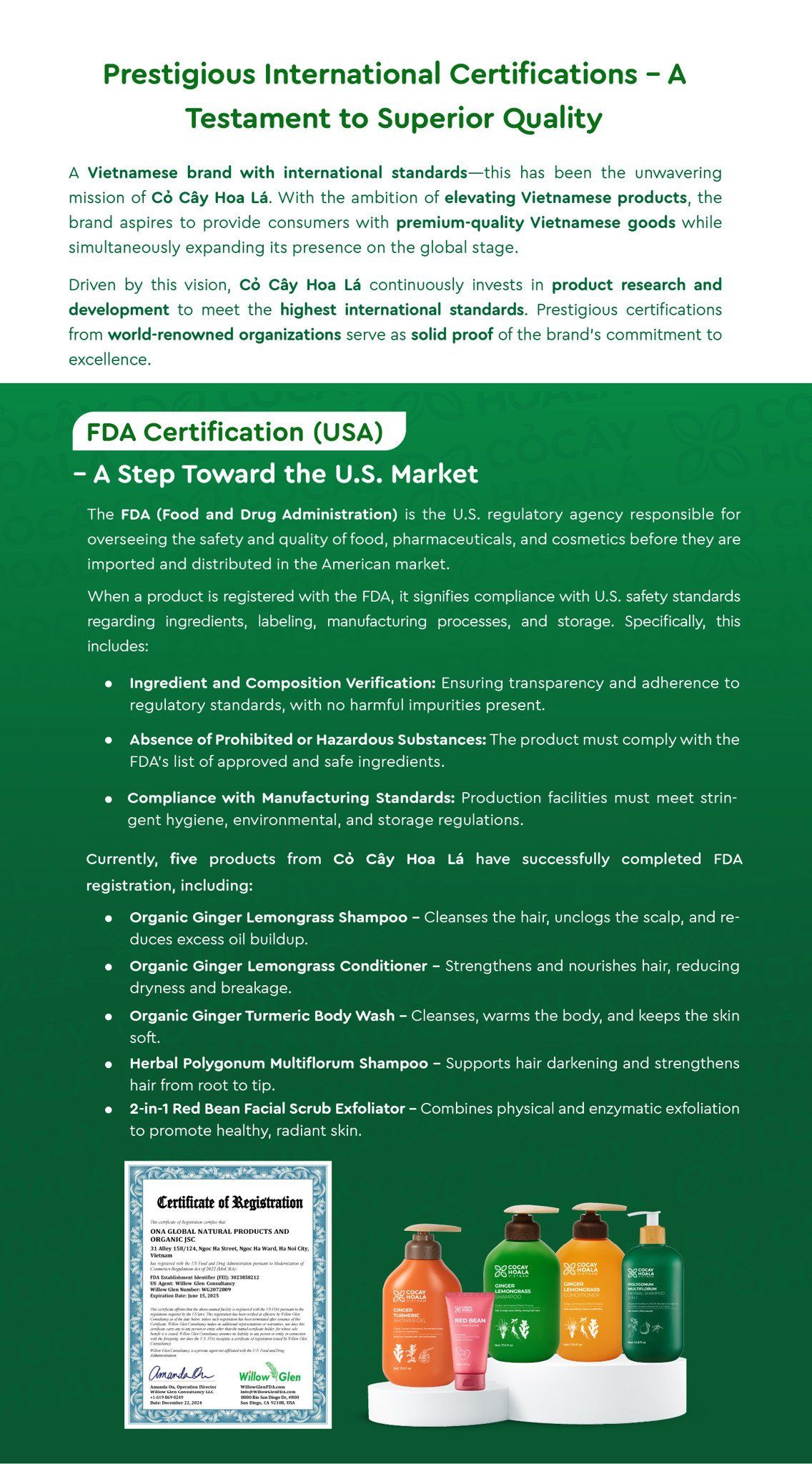 FDA Certification Cỏ Cây Hoa Lá