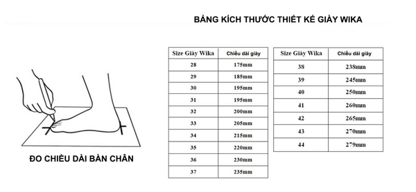 bảng size giày wika Anytime Soccer