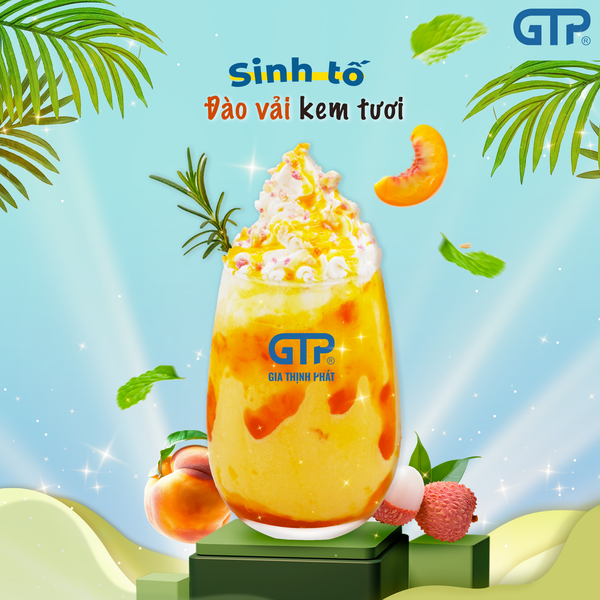 SINH TỐ ĐÀO VẢI KEM TƯƠI