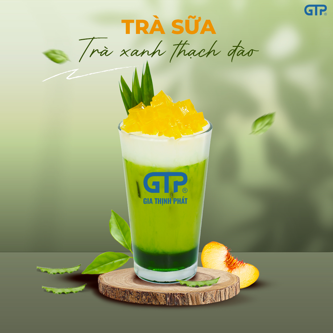 CÔNG THỨC PHA TRÀ SỮA TRÀ XANH THẠCH ĐÀO