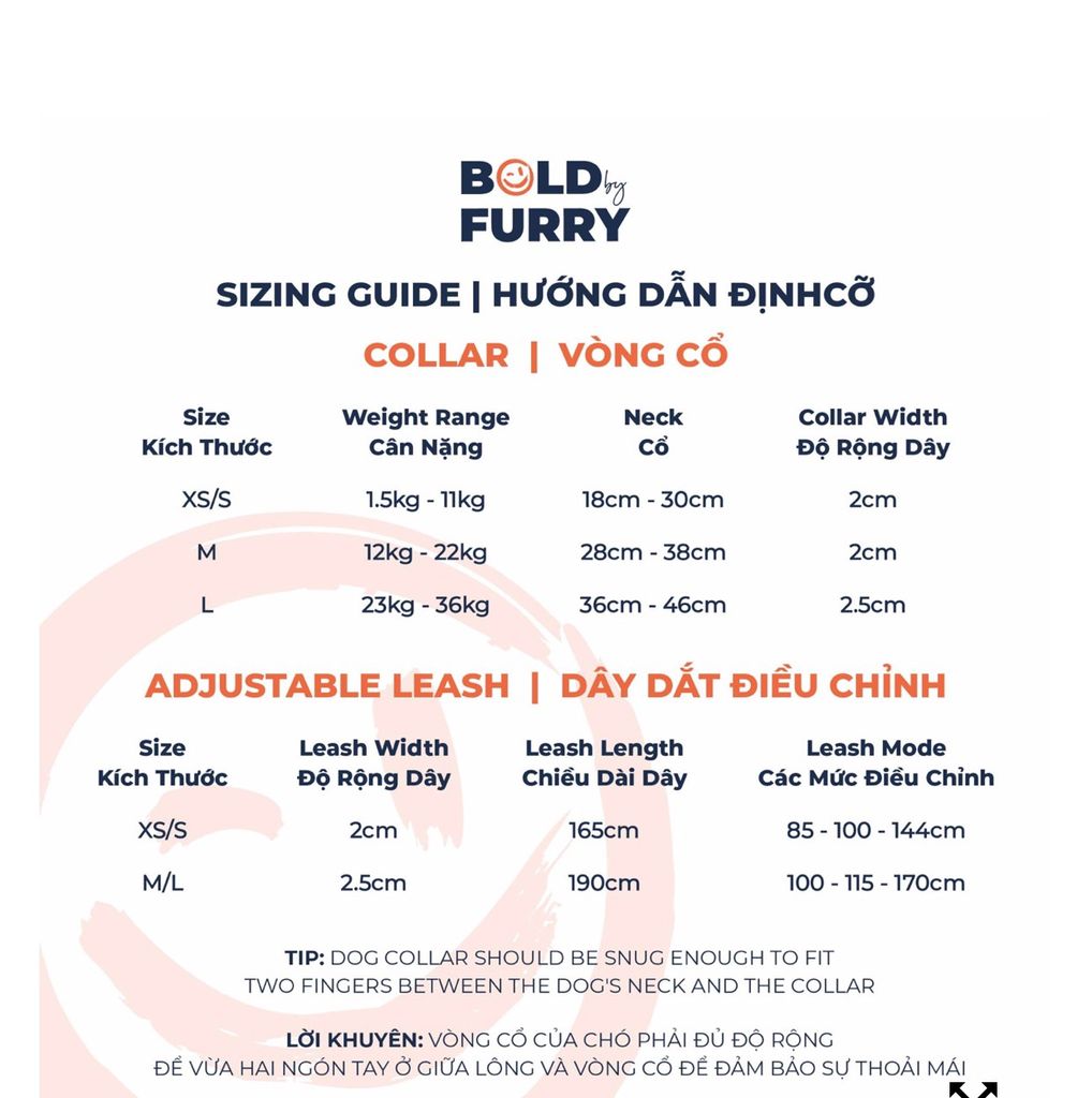 BOLD COLLAR & LEASH SIZE GUIDE