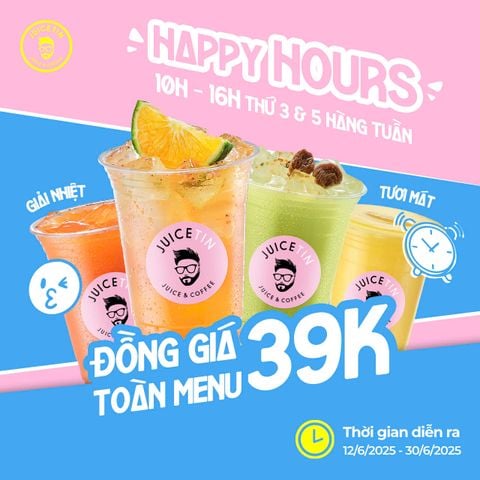 HAPPY HOURS – ĐỒNG GIÁ 39K TOÀN MENU