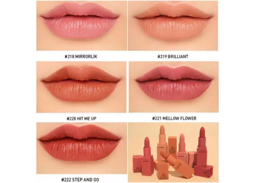 bảng màu Son Thỏi Mịn Lì 3CE MATTE LIP COLOR