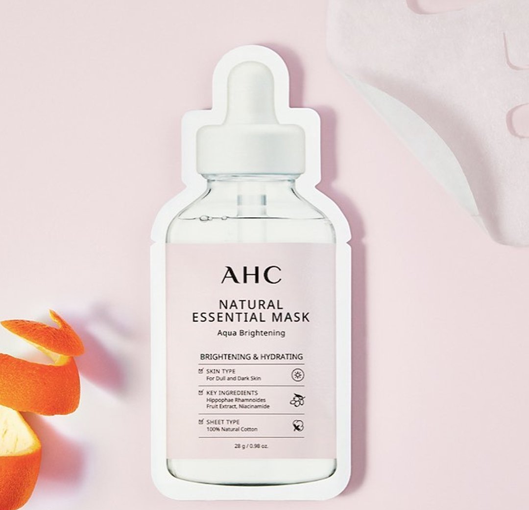 mặt nạ giấy sáng da AHC Natural Essential Mask Aqua Brightening - top mặt nạ giấy của AHC