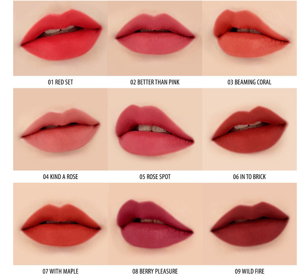 bảng màu Son thỏi lì Clio Melting Matte