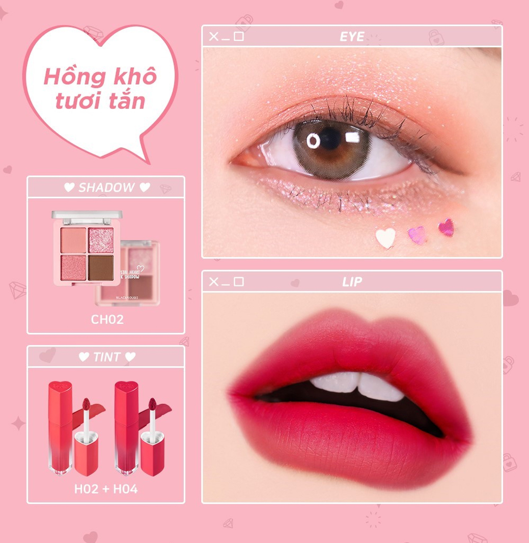 Phấn Mắt Trang Điểm BLACK ROUGE CRYSTAL HEART LOCK SHADOW 1.2g