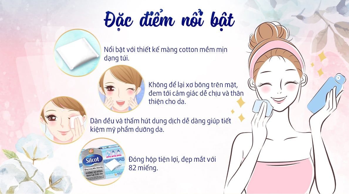 Bông Tẩy Trang Nhật Bản COTTON PAD SILCOT (82 miếng/hộp)