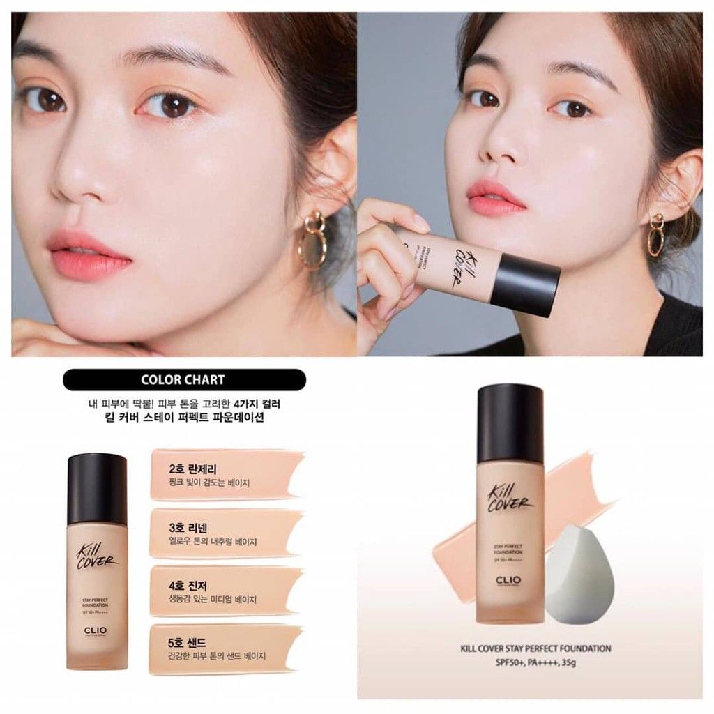 Kem nền Clio Kill Cover Stay Perfect Foundation Beauty Box