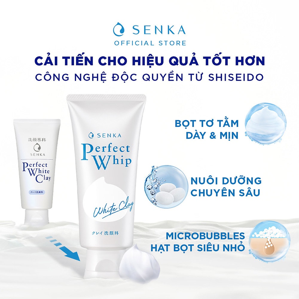 Sữa rửa mặt đất sét trắng Senka Perfect White Clay