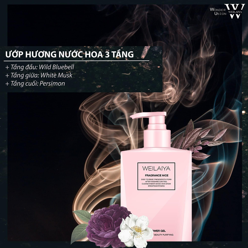 Sữa Tắm Trắng Da Hương Nước Hoa WEILAIYA NIACINAMIDE BEAUTYPURIFYINGSHOWERGEL 312ml