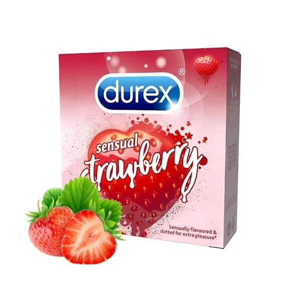 Bao Cao Su Cấu Trúc Hạt Nổi Vị Dâu DUREX SENSUAL STRAWBERRY