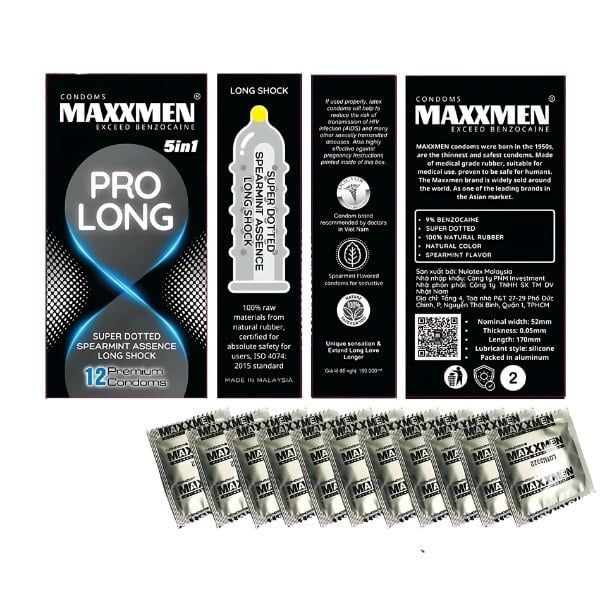 Bao Cao Su Kéo Dài Cuộc Yêu Nhiều Gân Gai MAXXMEN PRO LONG