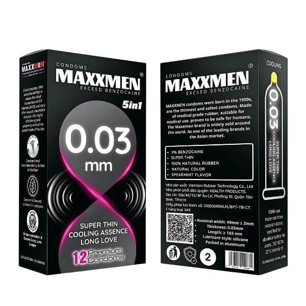 Bao Cao Su Siêu Mỏng The Mát Kéo Dài Quan Hệ MAXXMEN 003 5IN1