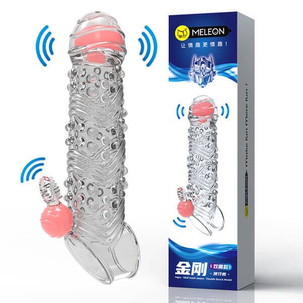 Bao đôn dương vật rung kéo dài gai răng sói trong suốt