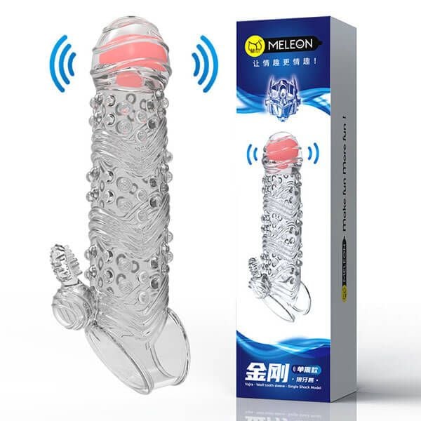 Bao đôn dương vật rung kéo dài gai răng sói trong suốt