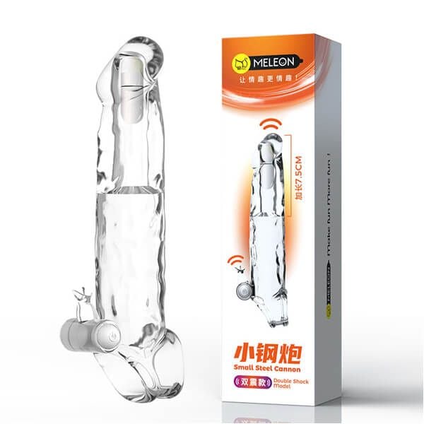 Bao đôn dương vật rung kéo dài tăng 7.5cm silicone trong suốt
