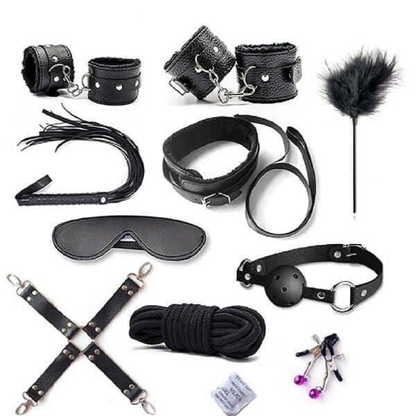 Bộ 10 món BDSM trói tay chân roi da bịt mắt nô lệ tình dục