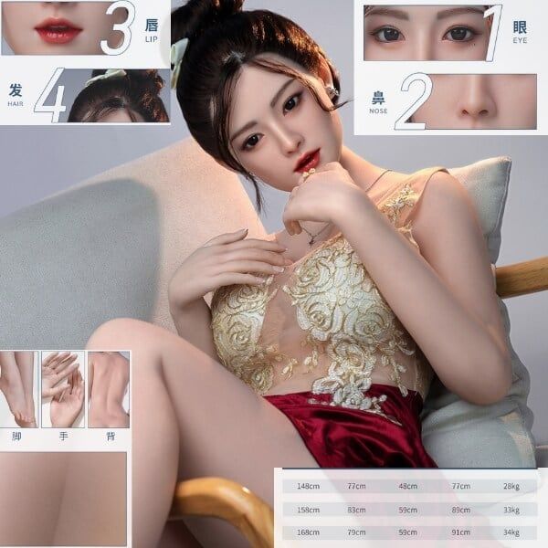 Búp Bê Tình Dục Cao Cấp Ái Nữ Cám Dỗ Trong Váy Thêu Hoa Vàng