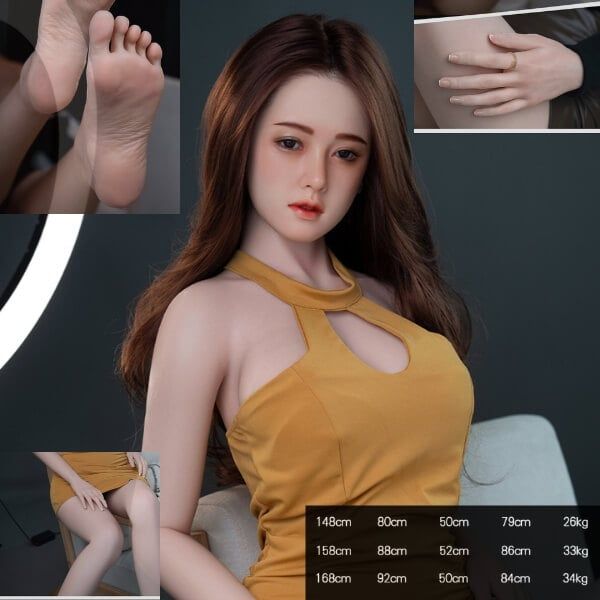 Búp Bê Tình Dục Cao Cấp Thiết Kế Váy Vàng Ôm Body Khoét Ngực