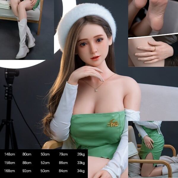 Búp Bê Tình Dục Nữ Nét Đẹp Gợi Mở Với Váy Xanh Kèm Mũ Lông