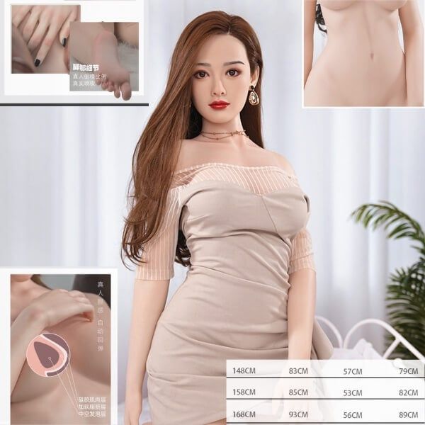Búp Bê Tình Dục Sexy Mang Váy Nâu Hiện Đại Da Trắng Cực Phẩm
