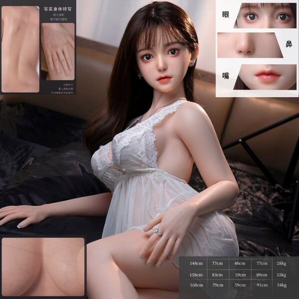 Búp Bê Tình Dục Silicon Cao Cấp Mặc Đầm Ngủ Trắng Khiêu Dâm