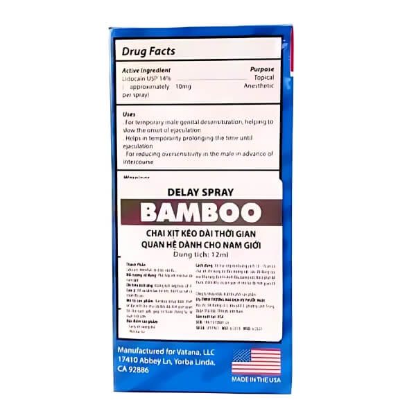 Chai Xịt Chống Xuất Tinh Sớm Dành Cho Nam BAMBOO DELAY MỸ