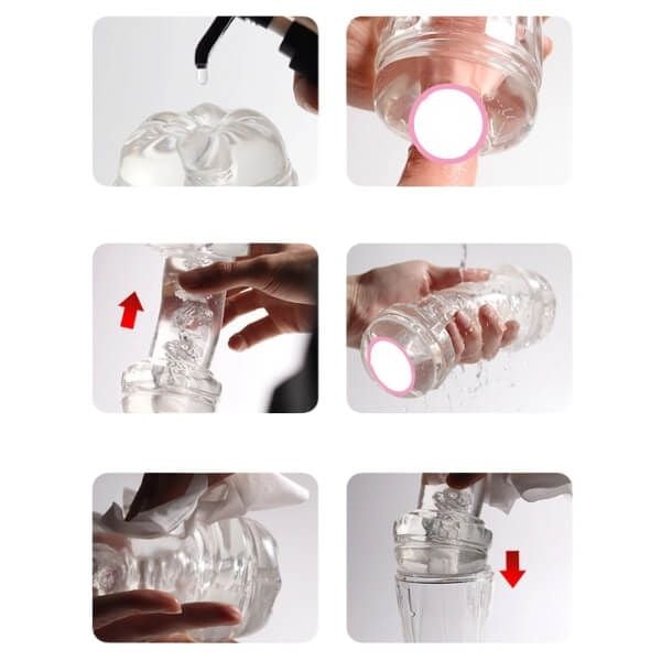 Cốc Âm Đạo Hậu Môn Thiết Kế 2 Đầu Trong Suốt Tự Sướng Cho Nam