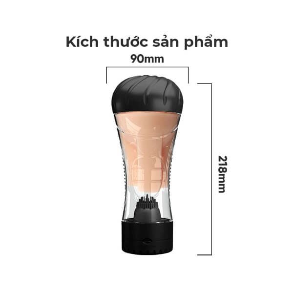 Cốc âm đạo trong suốt có rung Naomi xoay chỉnh nhẹ đến mạnh