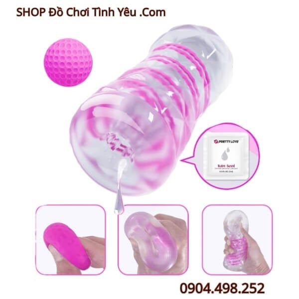 Cốc Thủ Dâm Cầm Tay Trong Suốt Hút Chặt Xoay Vặn Kích Thích