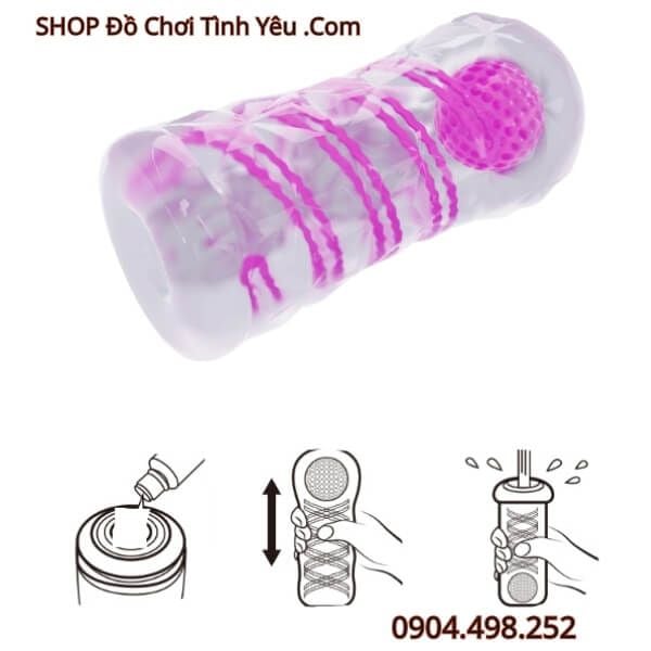Cốc Thủ Dâm Cầm Tay Trong Suốt Hút Chặt Xoay Vặn Kích Thích