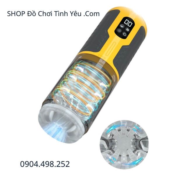 Cốc Thủ Dâm Tự Động Trong Suốt Rung Xoay Co Giãn Kích Thích