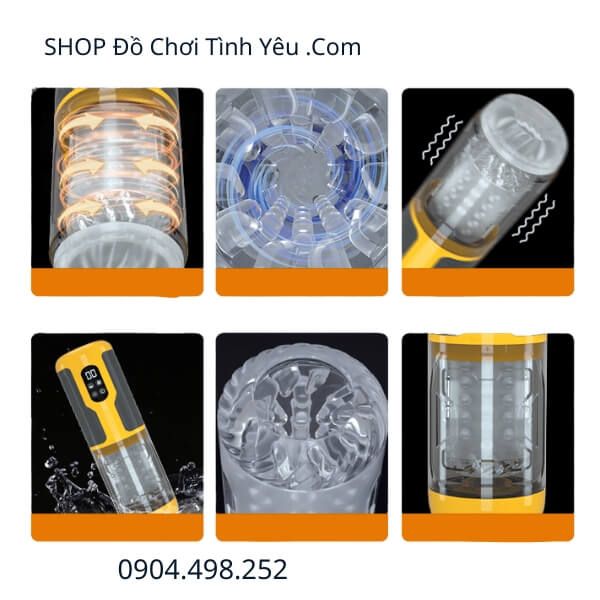 Cốc Thủ Dâm Tự Động Trong Suốt Rung Xoay Co Giãn Kích Thích