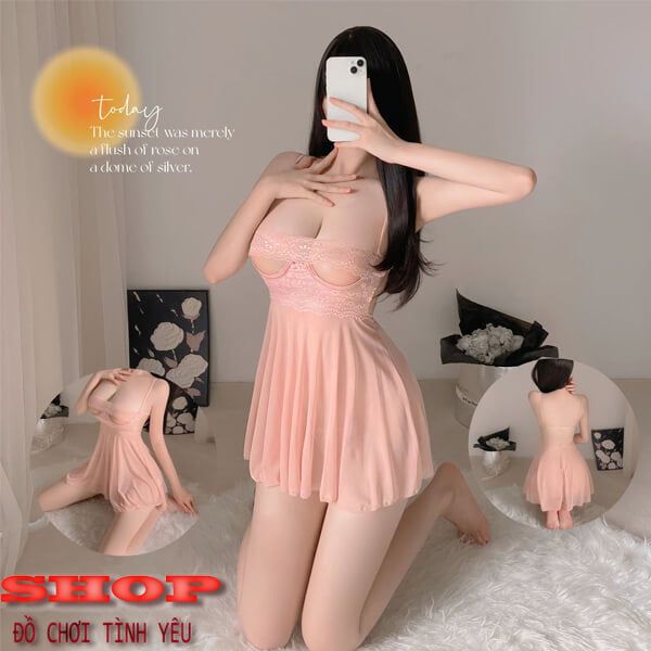 Đầm ngủ sexy bằng ren lưới phối đồ lót gợi cảm đồ ngủ hở bạo