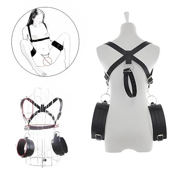 Dây Đai Tạo Tư Thế Chữ M Trói Đùi Khóa Tay Sau Lưng BDSM